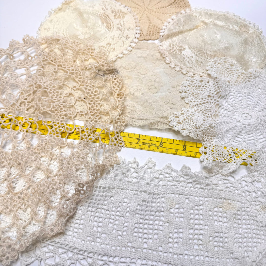 Lace Vintage Doilies - Cream - 7 Pack - True Deadstock supplies Fabric by private - Sustainable Textile | FABCYCLE