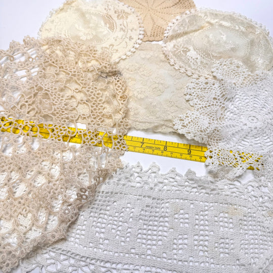Lace Vintage Doilies - Cream - 7 Pack - True Deadstock supplies Fabric by private - Sustainable Textile | FABCYCLE