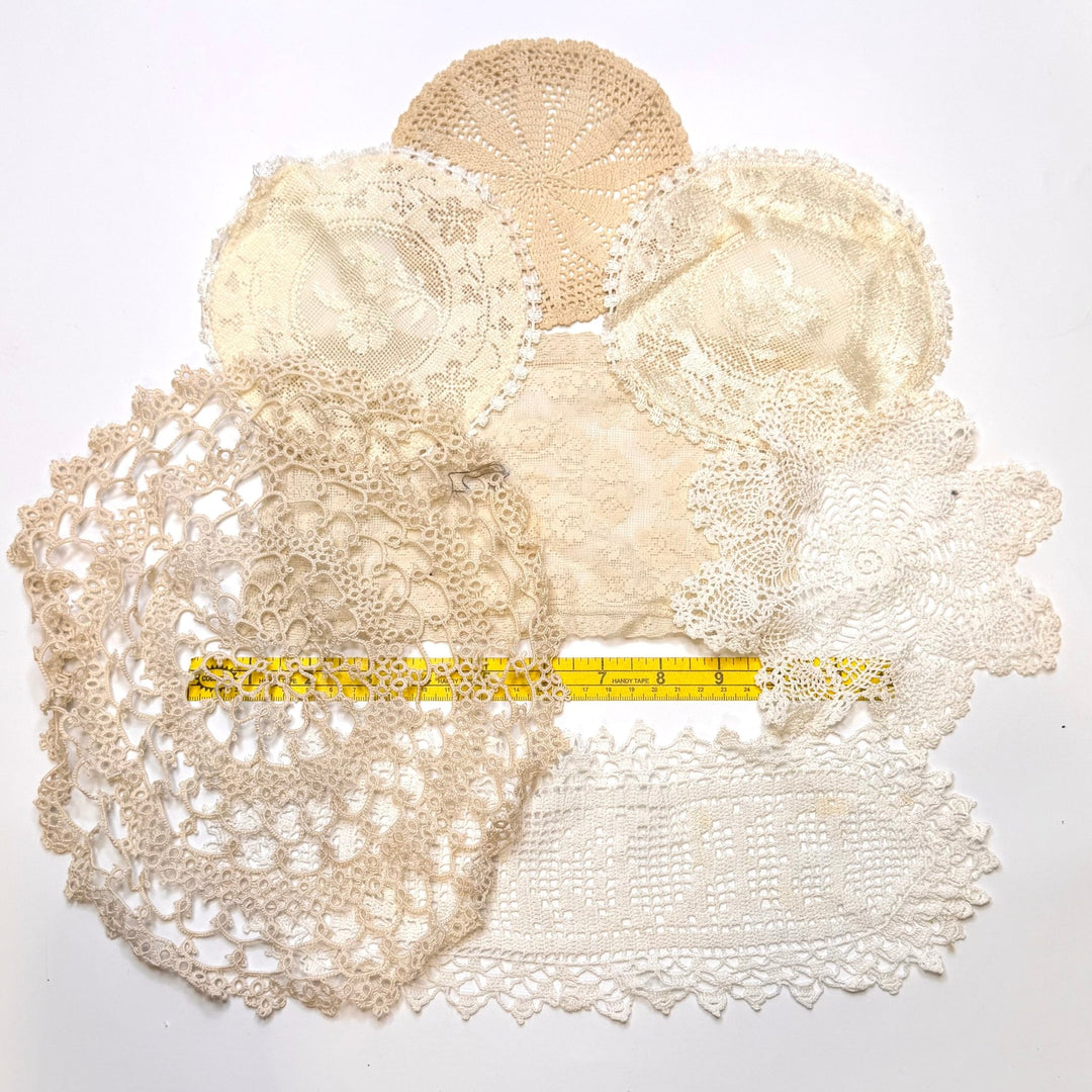 Lace Vintage Doilies - Cream - 7 Pack - True Deadstock supplies Fabric by private - Sustainable Textile | FABCYCLE