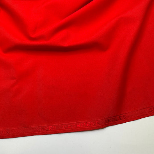Lady In Red - Cashmere Wool Woven - Red - 2.4M Bundle - True Deadstock fabric Fabric by private - Sustainable Textile | FABCYCLE