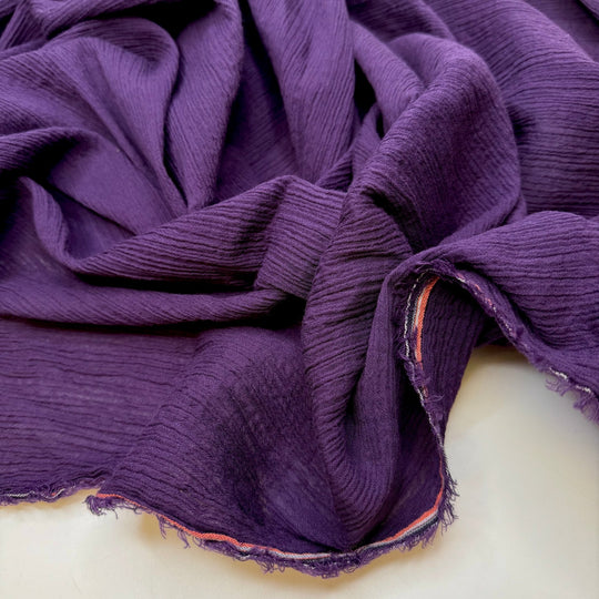 Land Of The Midnight Sun - Crinkle Cotton Woven - Dark Purple - 2.4M Bundle - True Deadstock fabric Fabric by private - Sustainable Textile | FABCYCLE