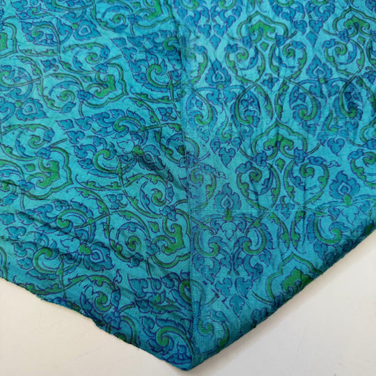 Lapis Lazuli - Silk Woven - Blue/Green Floral - 2.25M Bundle - True Deadstock fabric Fabric by private - Sustainable Textile | FABCYCLE