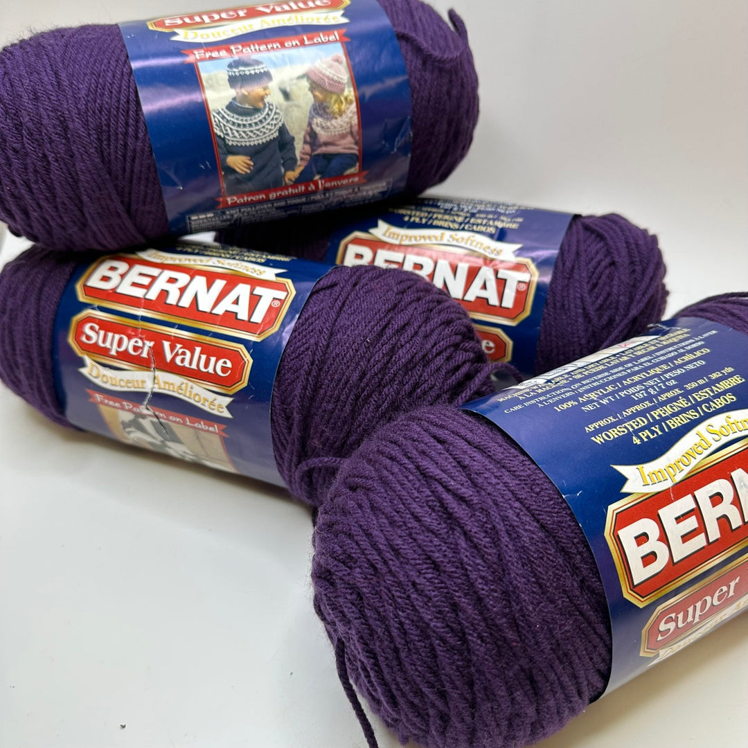 Large Acrylic Yarn - Dark Purple - 4 Pack - True Deadstock supplies Fabric by private - Sustainable Textile | FABCYCLE