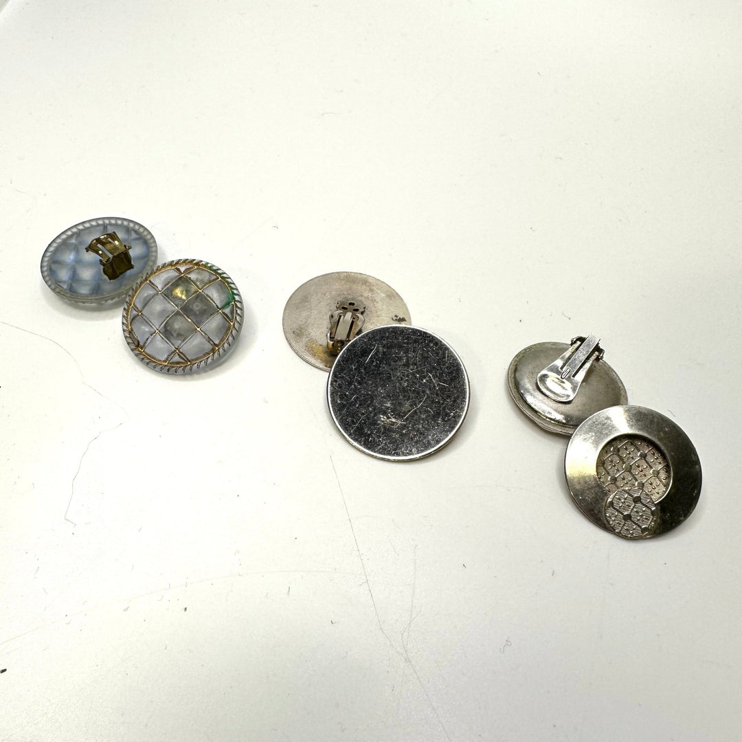 Large Circle Clip On Earrings Costume Jewelry - Silver - 3 Pack - True Deadstock supplies Fabric by private - Sustainable Textile | FABCYCLE