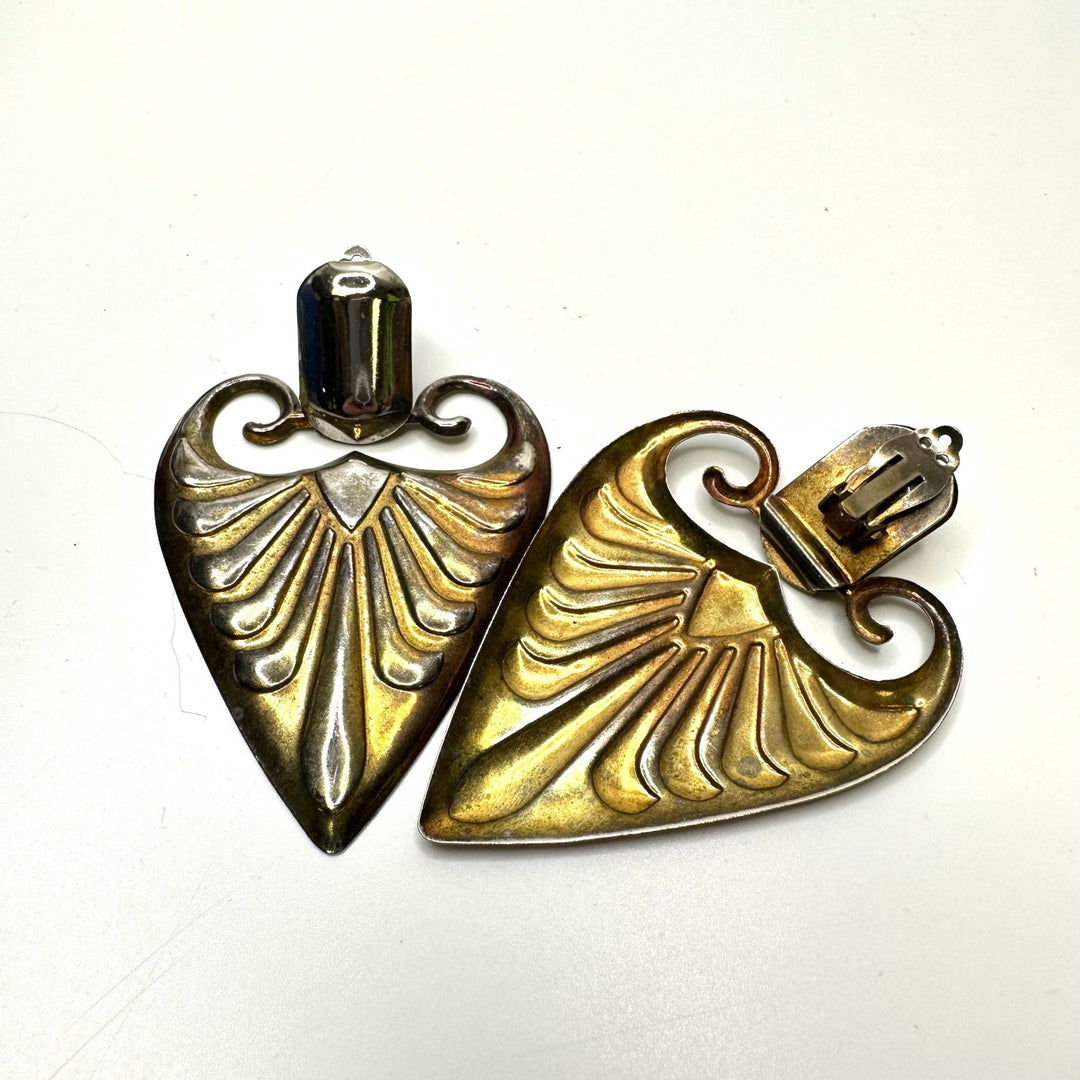 Large Clip On Earrings Costume Jewelry - Brass Gold - Individual - True Deadstock supplies Fabric by private - Sustainable Textile | FABCYCLE