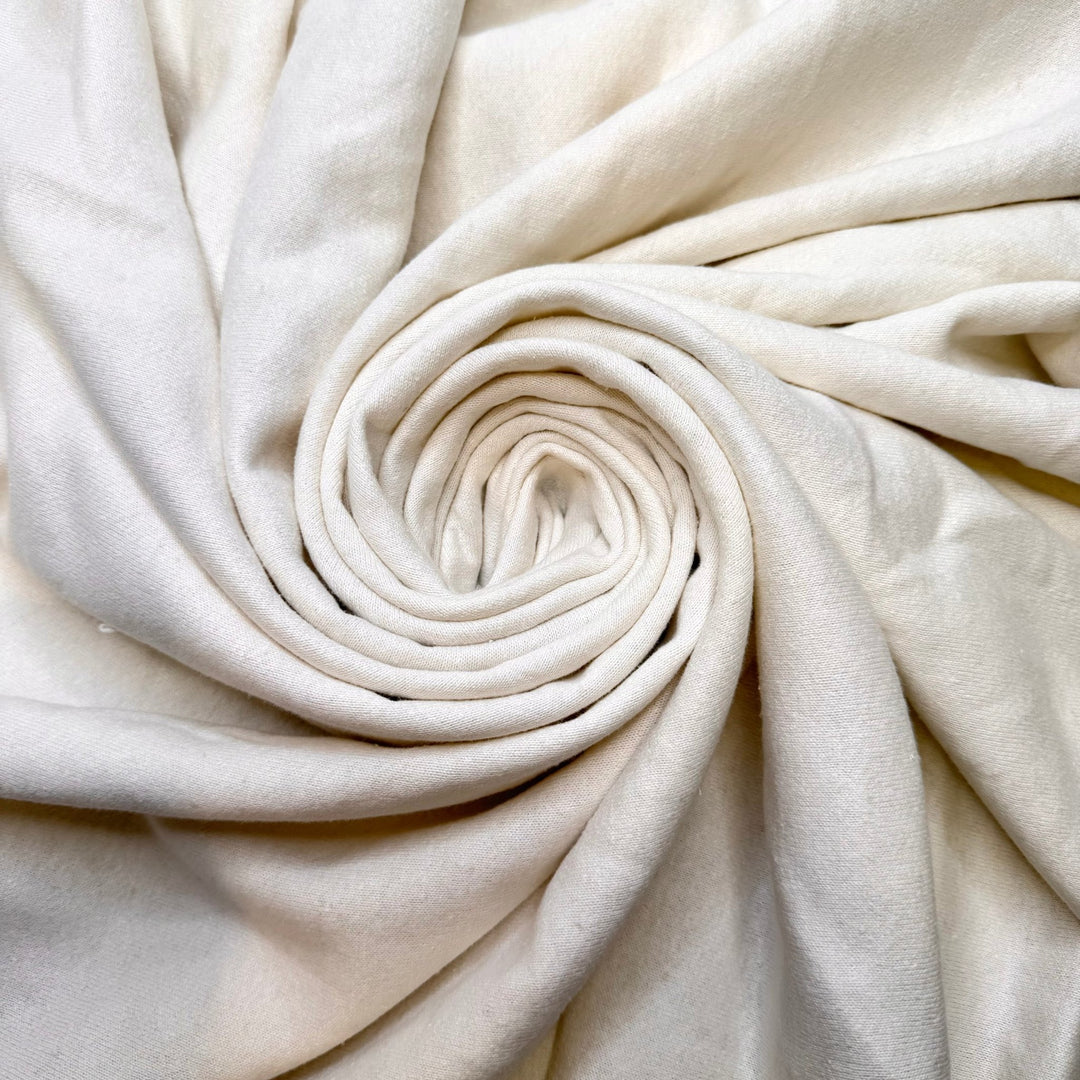 Last Forage Before It Snows - Jersey Fleece Cotton Blend Knit - White - 2M Bundle - True Deadstock fabric Fabric by private - Sustainable Textile | FABCYCLE