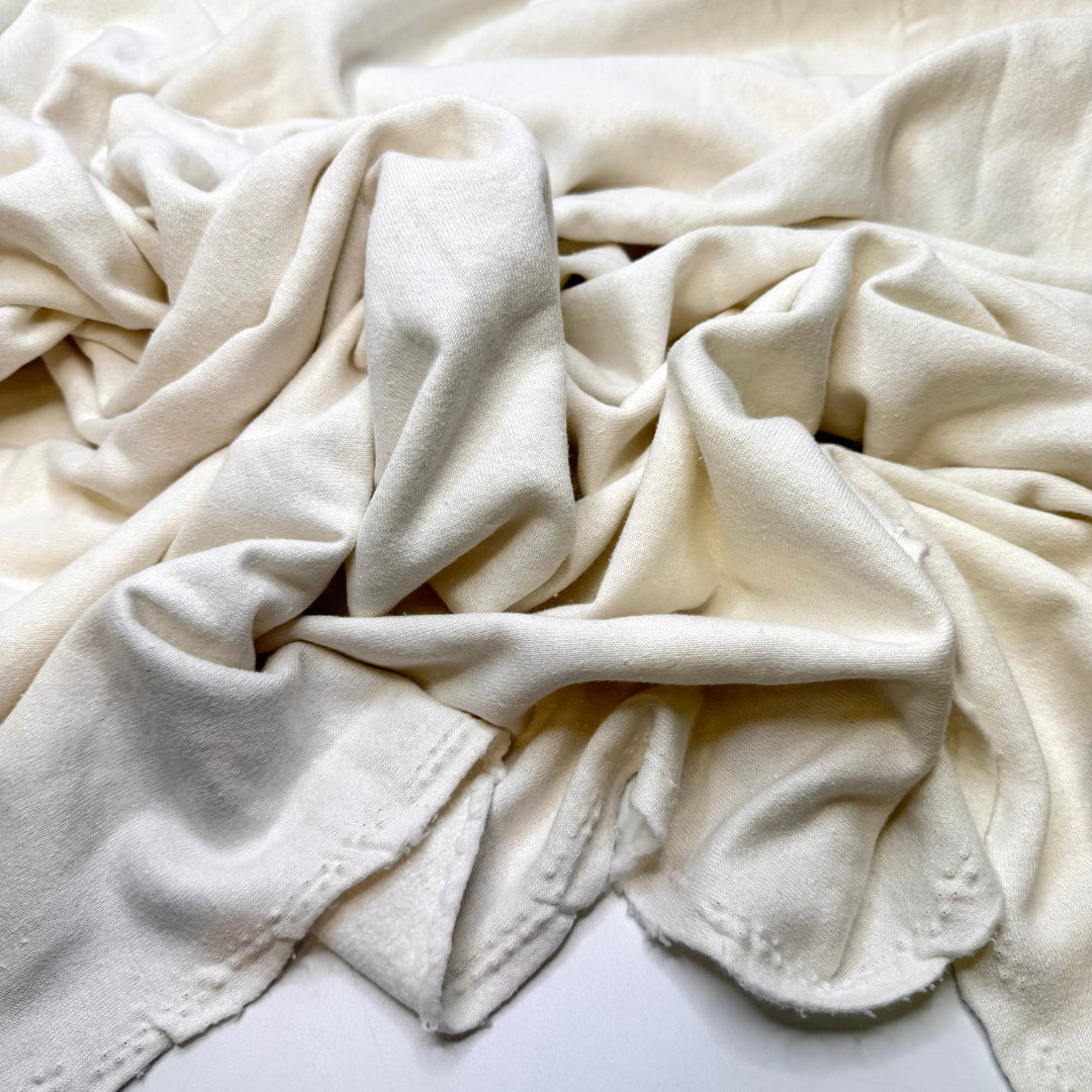 Last Forage Before It Snows - Jersey Fleece Cotton Blend Knit - White - 2M Bundle - True Deadstock fabric Fabric by private - Sustainable Textile | FABCYCLE