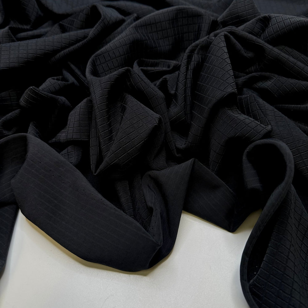 Last Swim Of The Season - Water Resistant Synthetic Blend Knit - Black Geometric - Bundles - True Deadstock fabric Fabric by private - Sustainable Textile | FABCYCLE