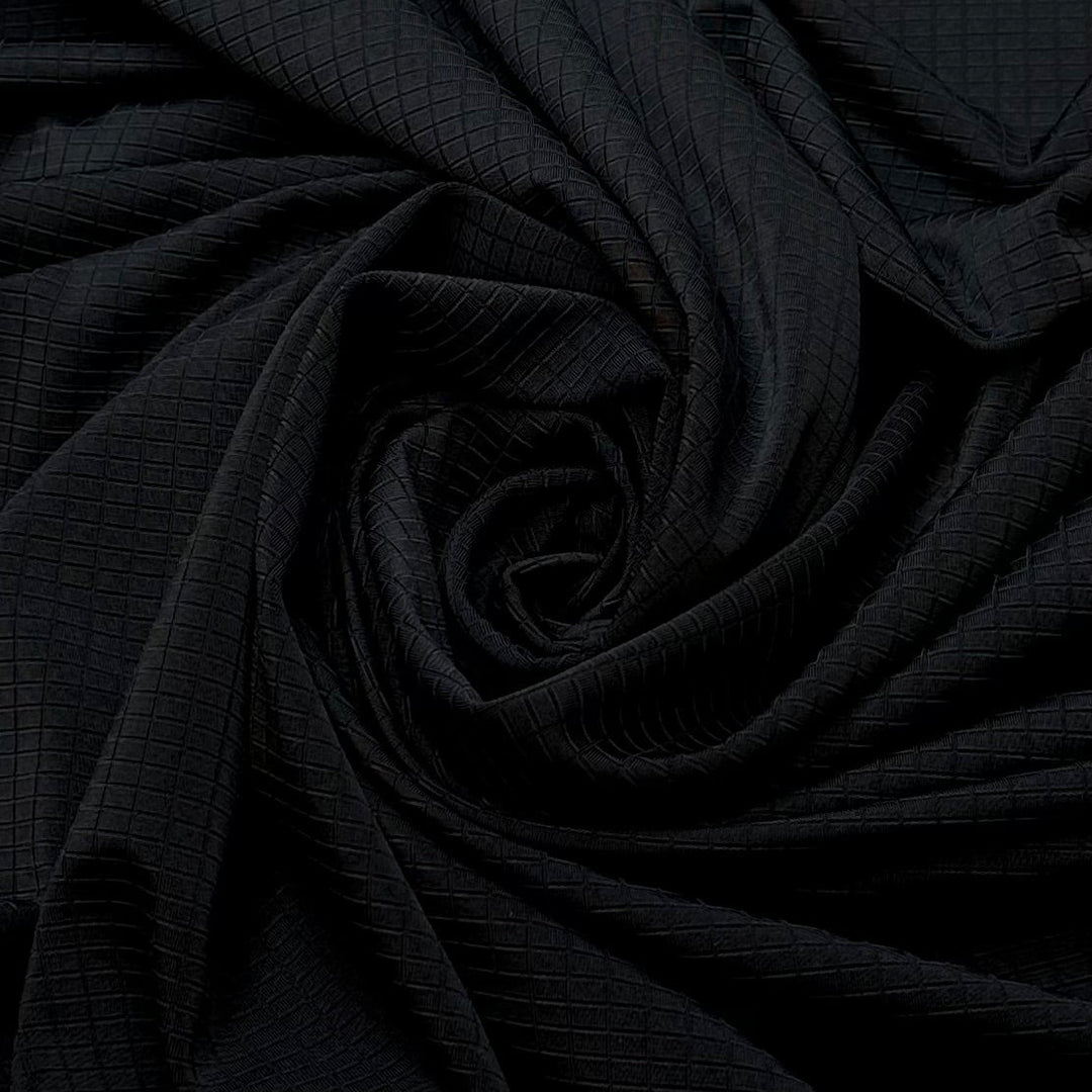 Last Swim Of The Season - Water Resistant Synthetic Blend Knit - Black Geometric - Bundles - True Deadstock fabric Fabric by private - Sustainable Textile | FABCYCLE