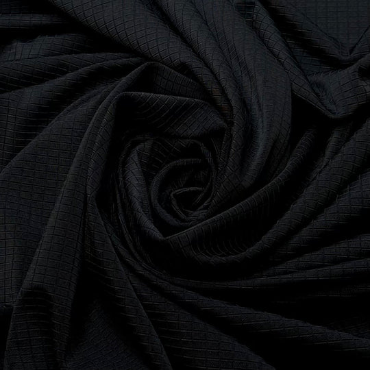 Last Swim Of The Season - Water Resistant Synthetic Blend Knit - Black Geometric - Bundles - True Deadstock fabric Fabric by private - Sustainable Textile | FABCYCLE