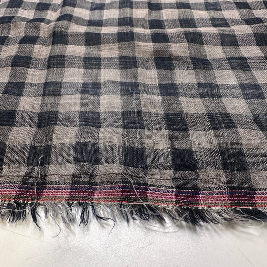 Late Night Sewing - Natural Blend Woven - Blue Plaid - 1.5M Bundle - True Deadstock fabric Fabric by private - Sustainable Textile | FABCYCLE