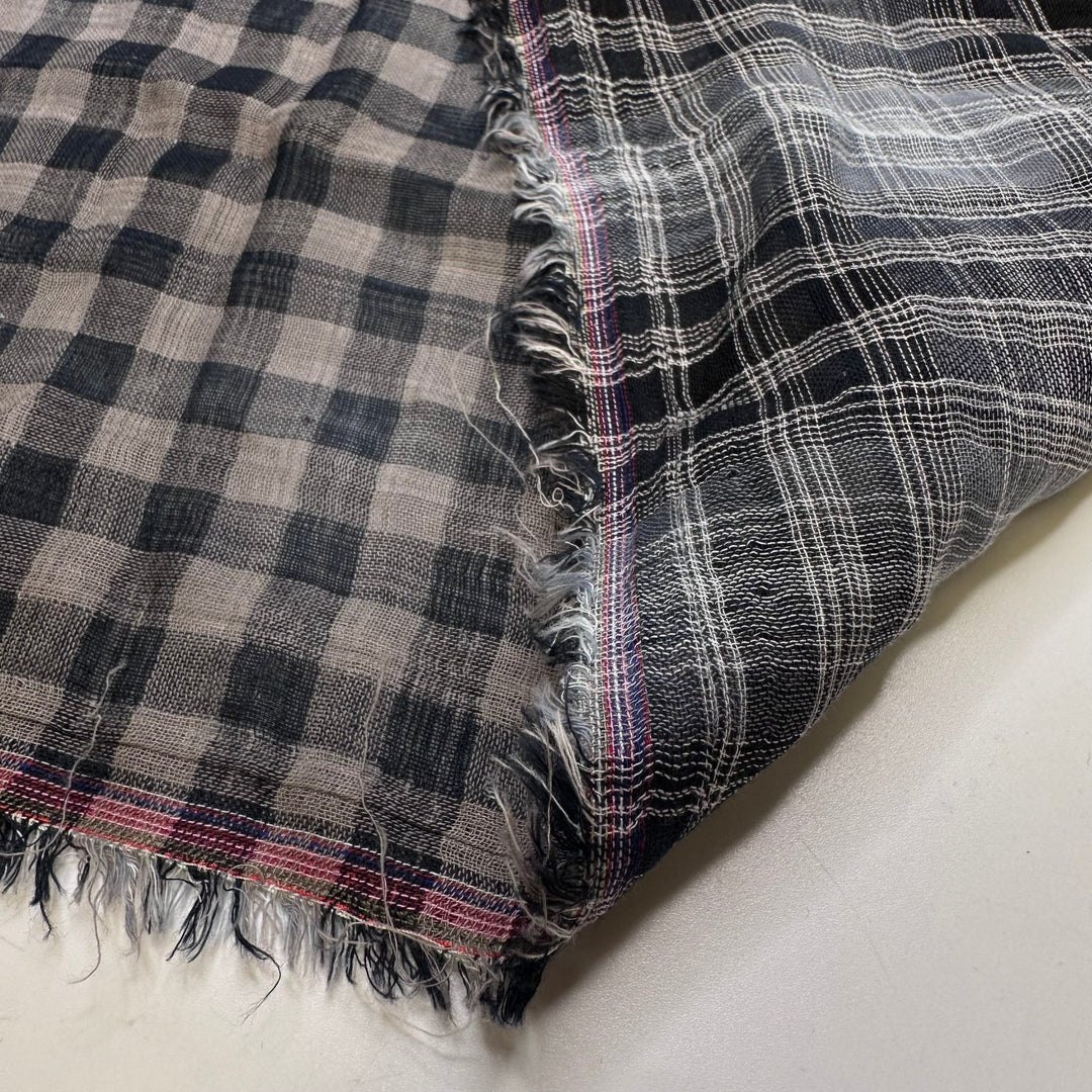 Late Night Sewing - Natural Blend Woven - Blue Plaid - 1.5M Bundle - True Deadstock fabric Fabric by private - Sustainable Textile | FABCYCLE