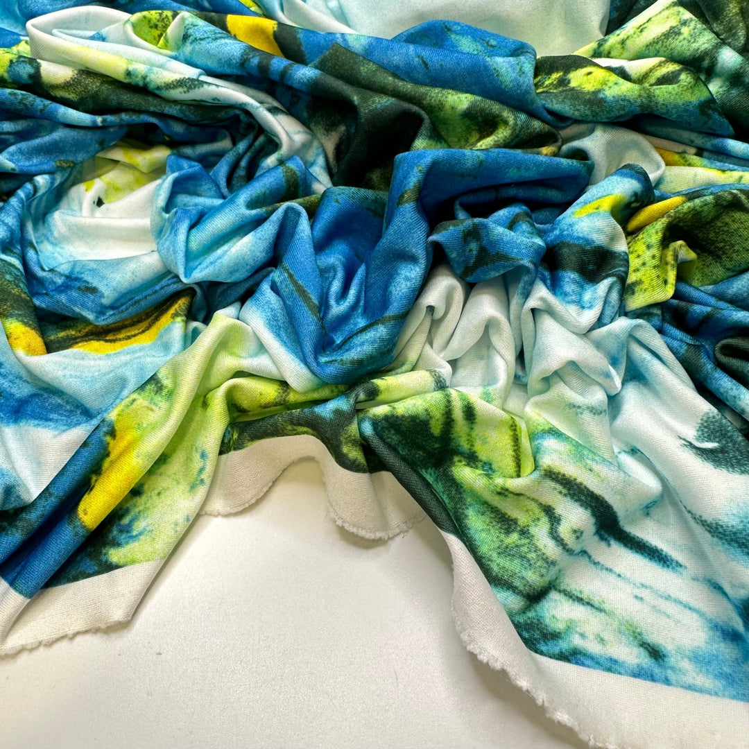 Lava Lamp - Polyester Blend Knit - Blue/Green Abstract - 3M Bundle - True Deadstock fabric Fabric by private - Sustainable Textile | FABCYCLE