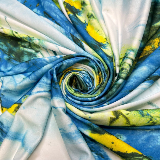 Lava Lamp - Polyester Blend Knit - Blue/Green Abstract - 3M Bundle - True Deadstock fabric Fabric by private - Sustainable Textile | FABCYCLE