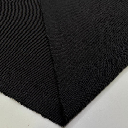 Learning About The Earth - Rib Knit Natural Blend Knit - Black - 1.35M Bundle - True Deadstock fabric Fabric by private - Sustainable Textile | FABCYCLE