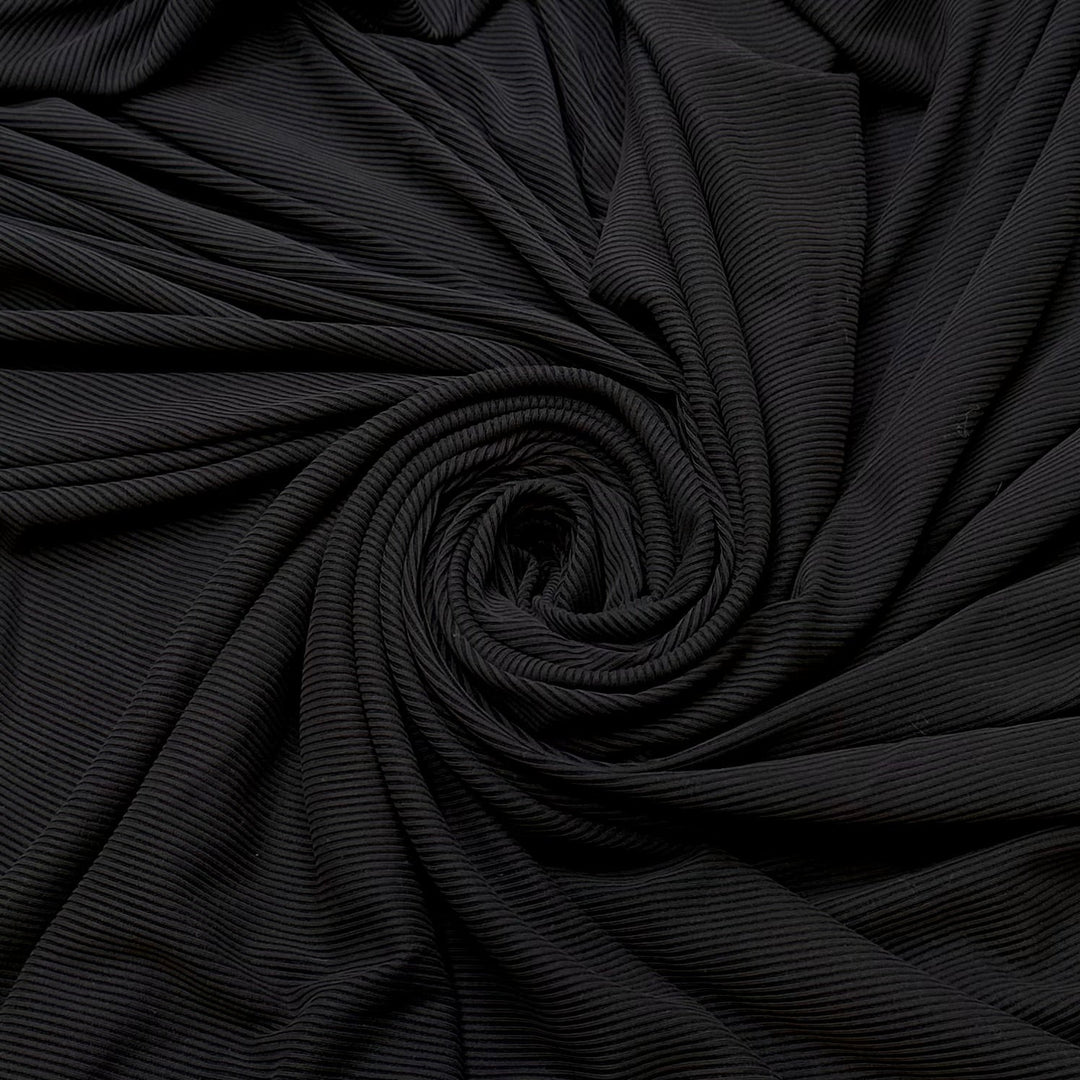 Learning About The Earth - Rib Knit Natural Blend Knit - Black - 1.35M Bundle - True Deadstock fabric Fabric by private - Sustainable Textile | FABCYCLE