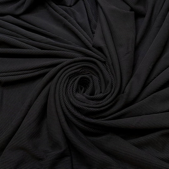 Learning About The Earth - Rib Knit Natural Blend Knit - Black - 1.35M Bundle - True Deadstock fabric Fabric by private - Sustainable Textile | FABCYCLE