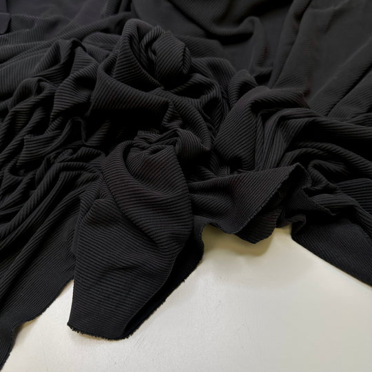 Learning About The Earth - Rib Knit Natural Blend Knit - Black - 1.35M Bundle - True Deadstock fabric Fabric by private - Sustainable Textile | FABCYCLE