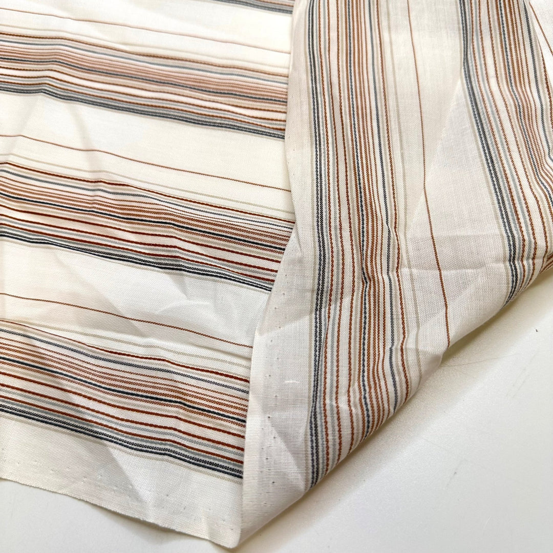 Learning Cursive - Vintage Cotton Woven - White Multi Stripes - 4.4M Bundle - True Deadstock fabric Fabric by private - Sustainable Textile | FABCYCLE