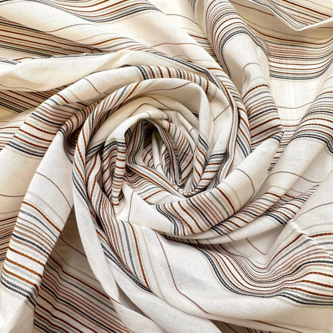 Learning Cursive - Vintage Cotton Woven - White Multi Stripes - 4.4M Bundle - True Deadstock fabric Fabric by private - Sustainable Textile | FABCYCLE