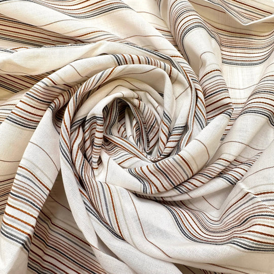 Learning Cursive - Vintage Cotton Woven - White Multi Stripes - 4.4M Bundle - True Deadstock fabric Fabric by private - Sustainable Textile | FABCYCLE