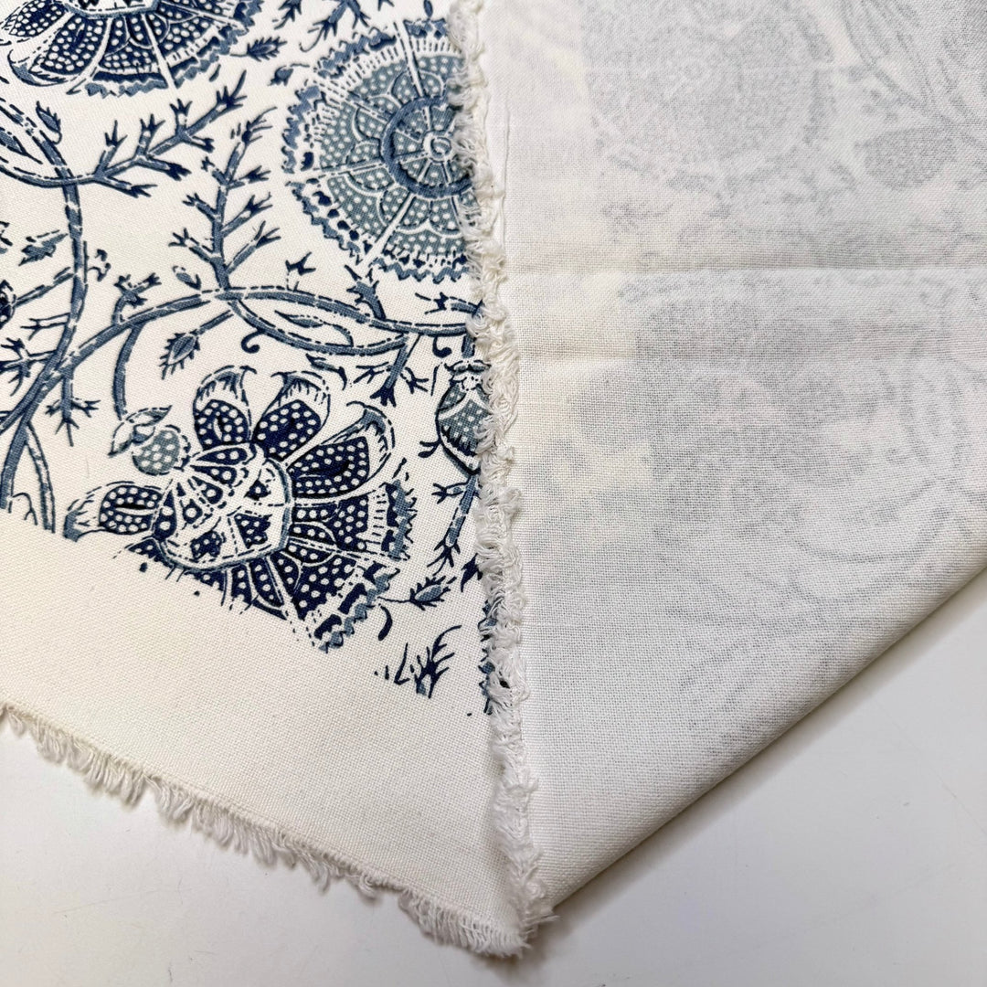 Learning How To Forage - Fire Retardent Cotton Woven - White/Blue Floral - Bundles - True Deadstock fabric Fabric by private - Sustainable Textile | FABCYCLE