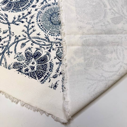 Learning How To Forage - Fire Retardent Cotton Woven - White/Blue Floral - Bundles - True Deadstock fabric Fabric by private - Sustainable Textile | FABCYCLE