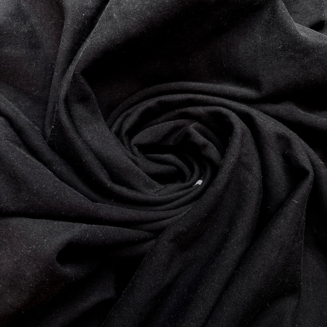 Learning Local Flora - Jersey Fleece Cotton Blend Knit - Black - 1.1M Bundle - True Deadstock fabric Fabric by private - Sustainable Textile | FABCYCLE