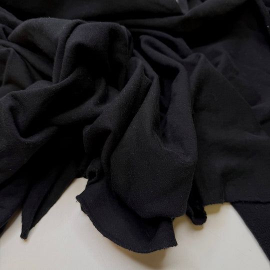 Learning Local Flora - Jersey Fleece Cotton Blend Knit - Black - 1.1M Bundle - True Deadstock fabric Fabric by private - Sustainable Textile | FABCYCLE