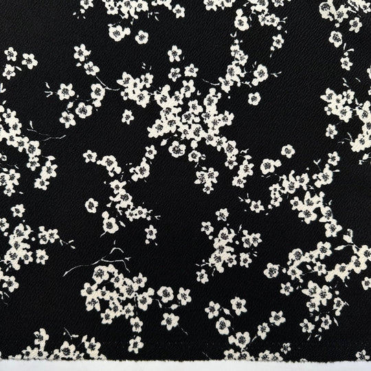 Learning To Forage - Poly Knit - Black/White Floral - 2.6M Bundle - True Deadstock fabric Fabric by private - Sustainable Textile | FABCYCLE
