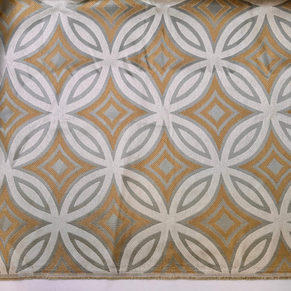Learning To Love Legumes - Polyester Blend Woven - Light Blue/Beige Geometric - 3M Bundle - True Deadstock fabric Fabric by private - Sustainable Textile | FABCYCLE