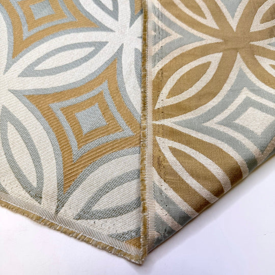 Learning To Love Legumes - Polyester Blend Woven - Light Blue/Beige Geometric - 3M Bundle - True Deadstock fabric Fabric by private - Sustainable Textile | FABCYCLE