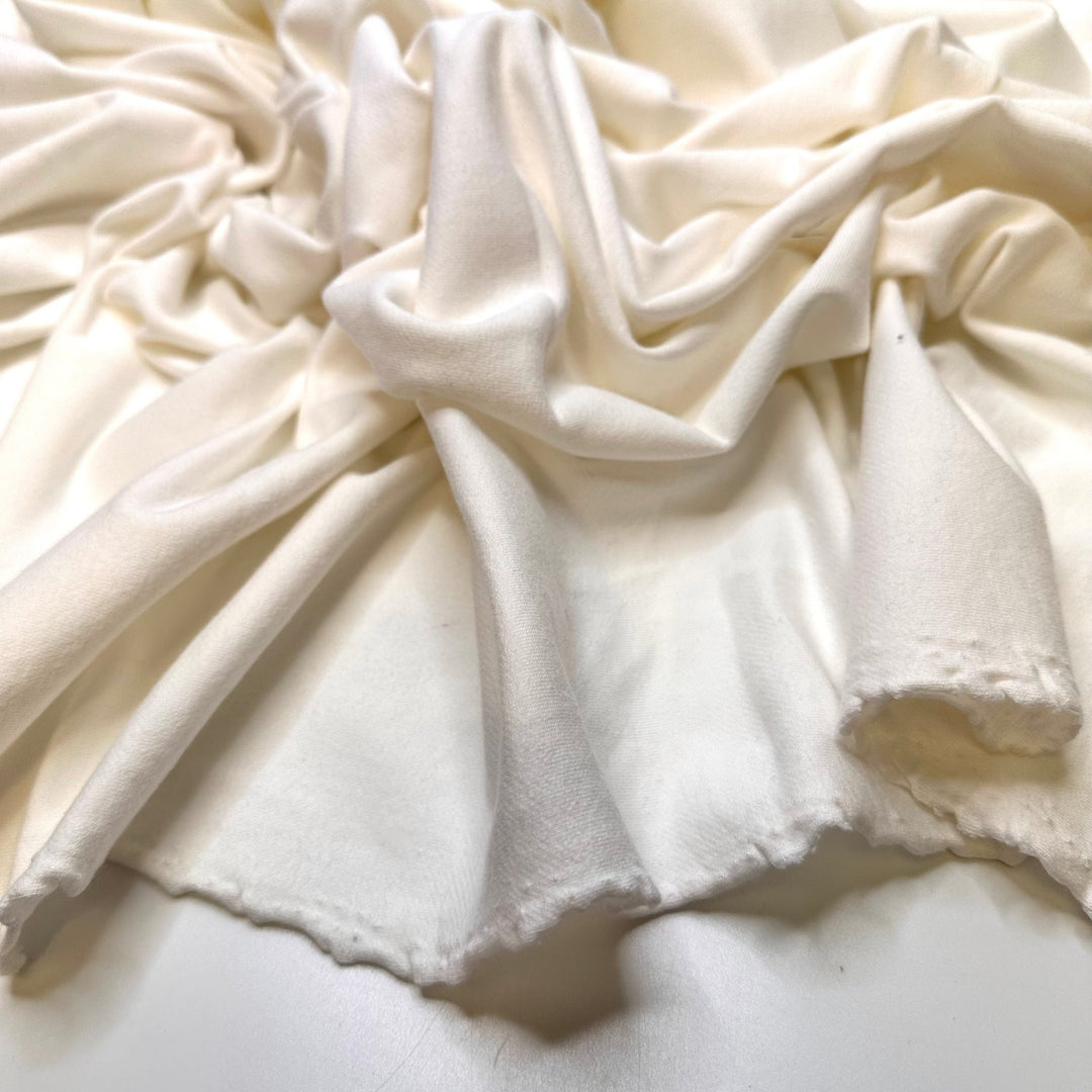 Learning To Ski - French Terry Cotton Blend Knit - White - 1.45M Bundle - True Deadstock fabric Fabric by private - Sustainable Textile | FABCYCLE