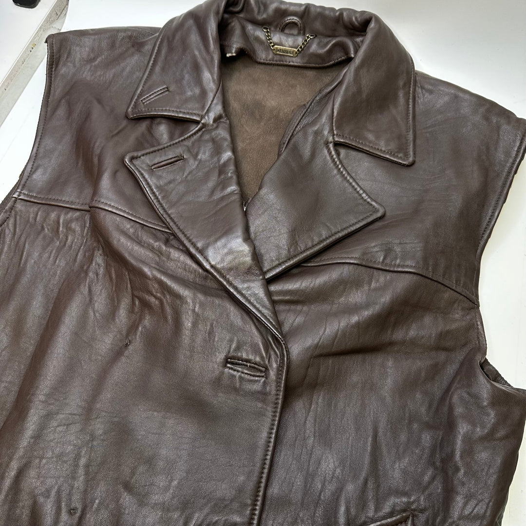 Leather Sleeveless Jacket Clothing - Dark Brown - Individual - True Deadstock supplies Fabric by private - Sustainable Textile | FABCYCLE