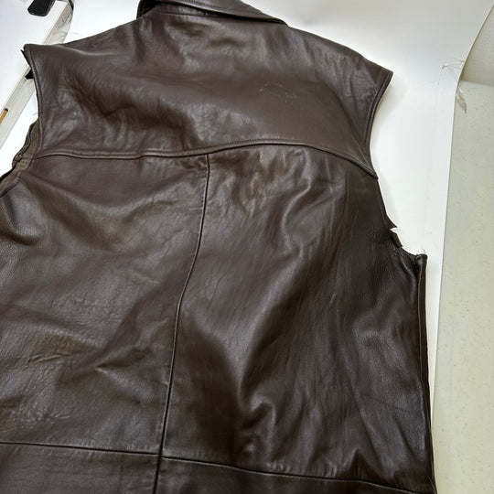 Leather Sleeveless Jacket Clothing - Dark Brown - Individual - True Deadstock supplies Fabric by private - Sustainable Textile | FABCYCLE