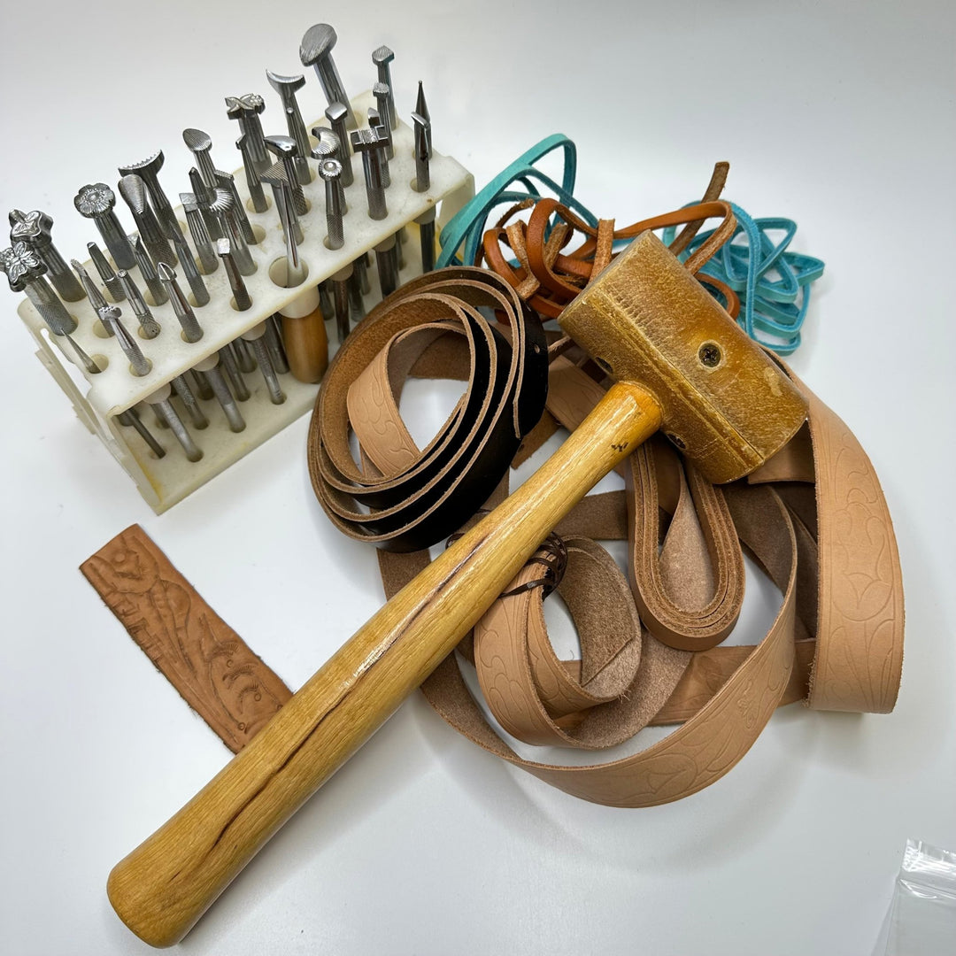 Leather Stamp And Belt Kit Tools - Silver Multi - 20 Pack - True Deadstock supplies Fabric by private - Sustainable Textile | FABCYCLE
