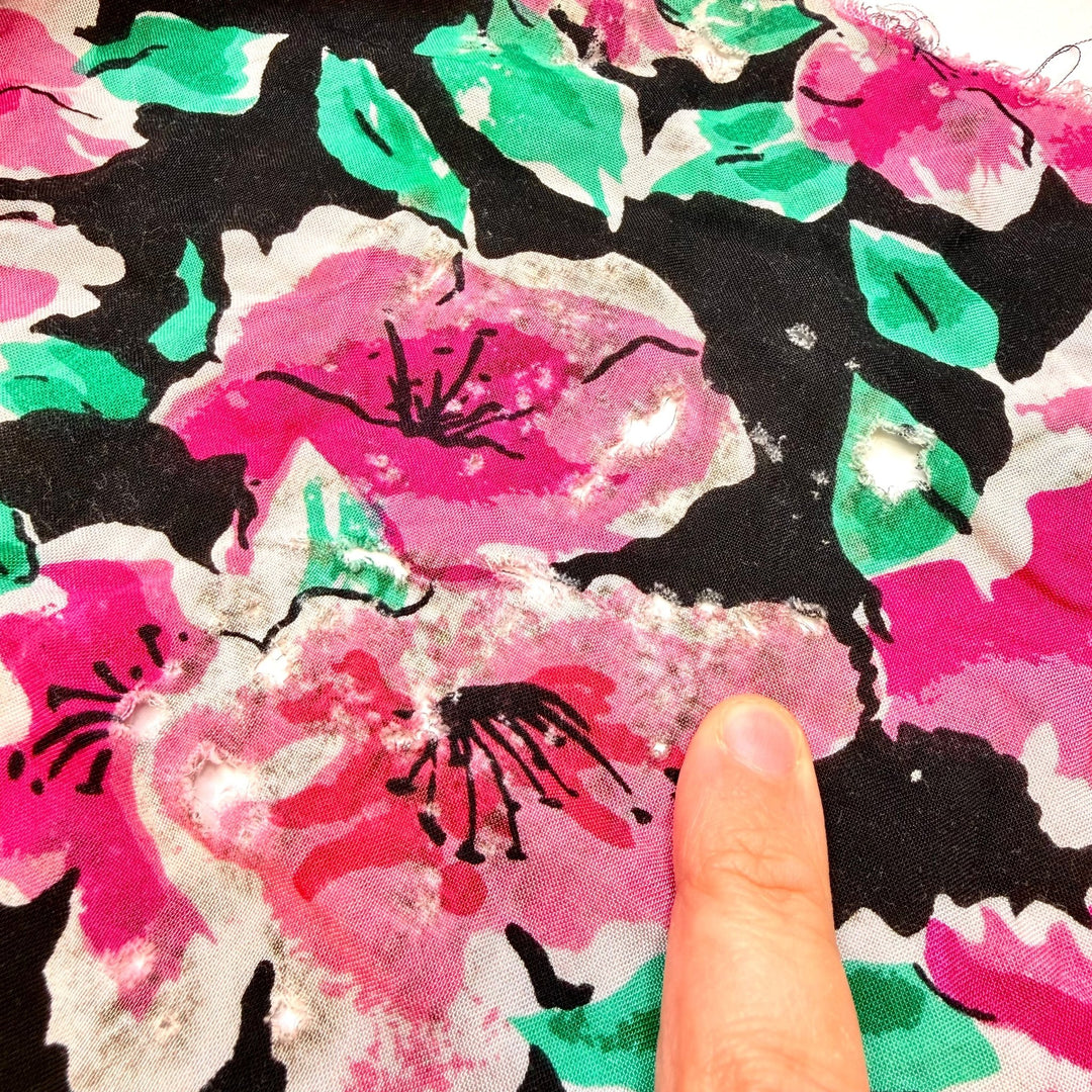 Leave It To Chance - Rayon - Black/Pink Floral - 2.6M Bundle - True Deadstock fabric Fabric by private - Sustainable Textile | FABCYCLE