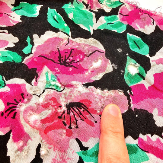 Leave It To Chance - Rayon - Black/Pink Floral - 2.6M Bundle - True Deadstock fabric Fabric by private - Sustainable Textile | FABCYCLE