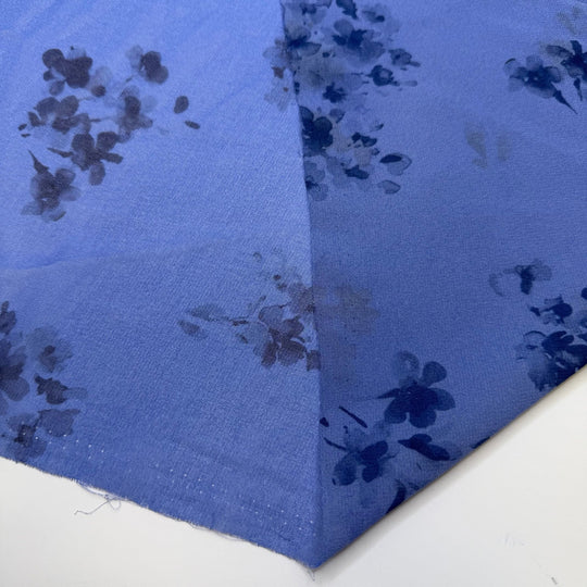 Leaving A Water Mark - Chiffon Poly Woven - Blue/Navy Floral - 2M Bundle - True Deadstock fabric Fabric by private - Sustainable Textile | FABCYCLE