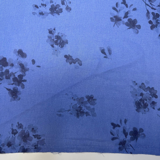 Leaving A Water Mark - Chiffon Poly Woven - Blue/Navy Floral - 2M Bundle - True Deadstock fabric Fabric by private - Sustainable Textile | FABCYCLE