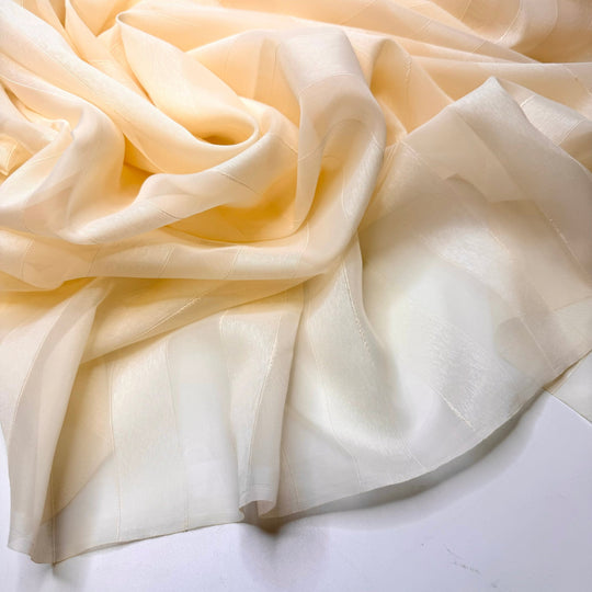 Leaving The Windows Open - Polyester Blend Woven - Dark Cream Stripes - 1M Bundle - True Deadstock fabric Fabric by private - Sustainable Textile | FABCYCLE