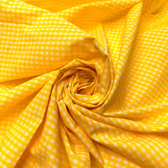 Lemon Bar Eating Contest - Cotton/Poly Woven - Yellow/White Plaid - 3.85M Bundle - True Deadstock fabric Fabric by private - Sustainable Textile | FABCYCLE