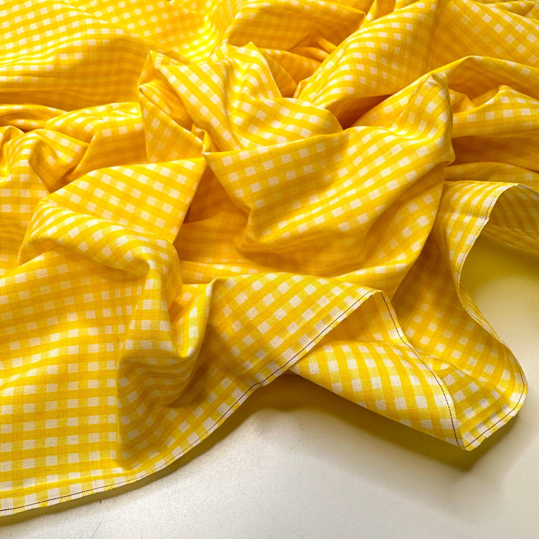 Lemon Bar Eating Contest - Cotton/Poly Woven - Yellow/White Plaid - 3.85M Bundle - True Deadstock fabric Fabric by private - Sustainable Textile | FABCYCLE