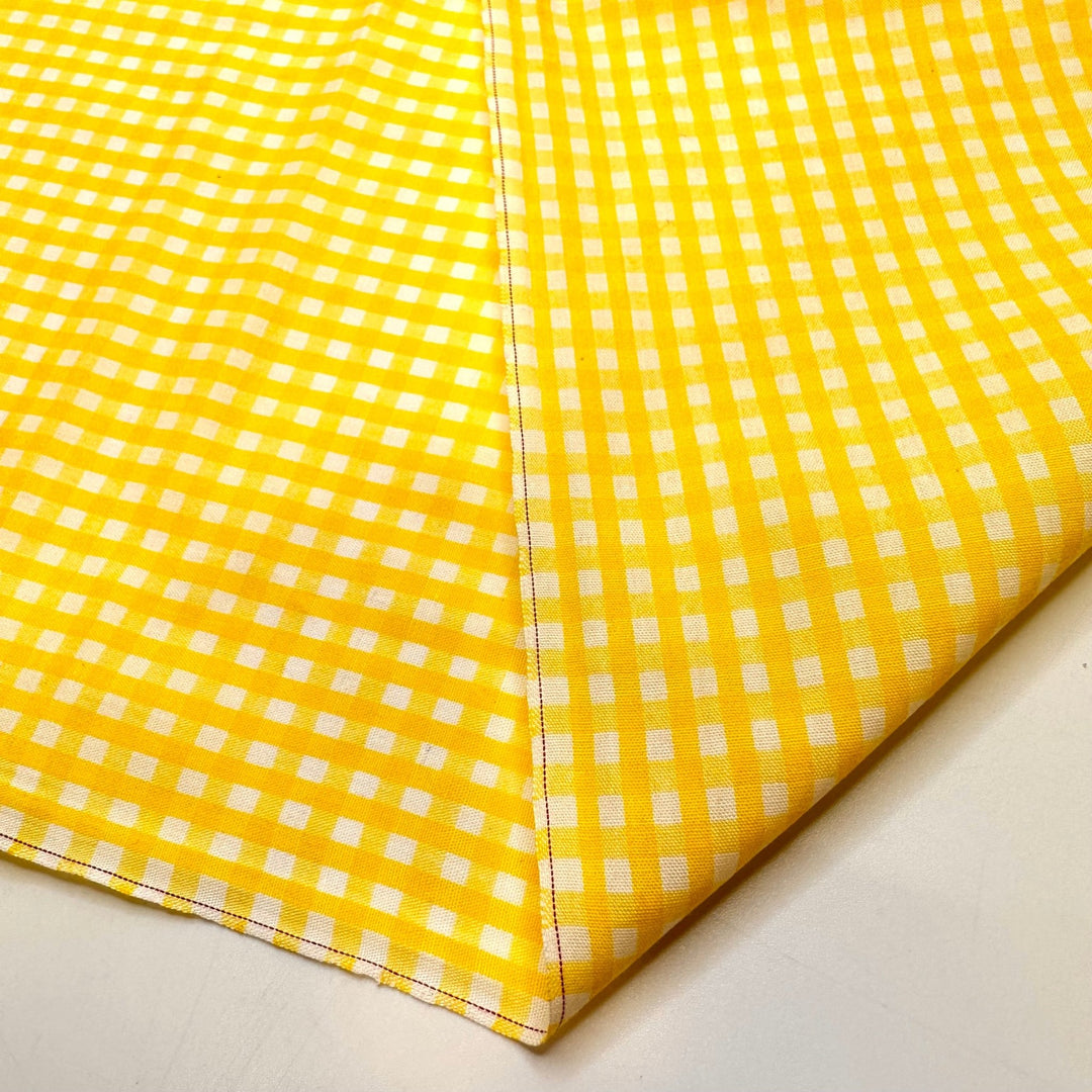 Lemon Bar Eating Contest - Cotton/Poly Woven - Yellow/White Plaid - 3.85M Bundle - True Deadstock fabric Fabric by private - Sustainable Textile | FABCYCLE