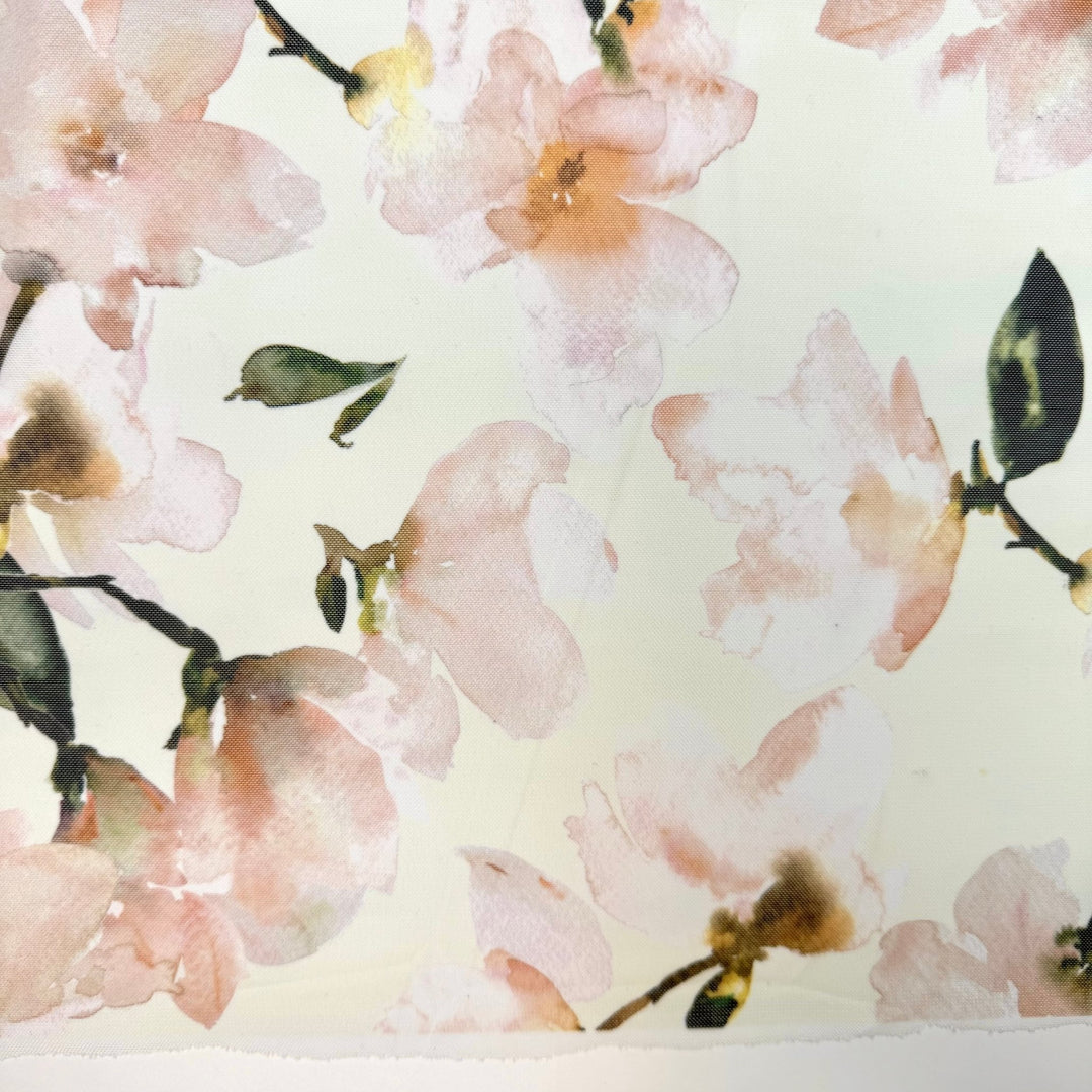 Les Fleur - Mesh Poly/Spandex Knit - Cream/Pink Floral - Bundles - True Deadstock fabric Fabric by private - Sustainable Textile | FABCYCLE