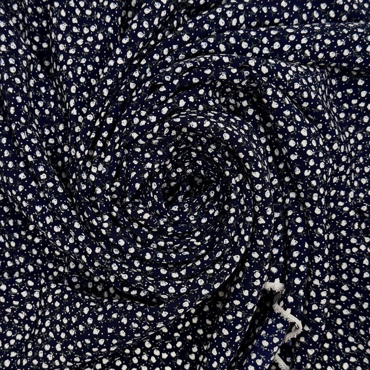 Lettuce Celebrate - Crepe Polyester Blend Woven - Navy/White Floral - 3.95M Bundle - True Deadstock fabric Fabric by private - Sustainable Textile | FABCYCLE