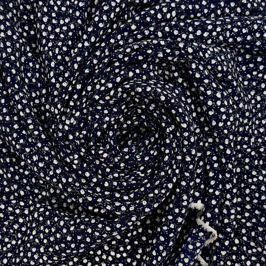 Lettuce Celebrate - Crepe Polyester Blend Woven - Navy/White Floral - 3.95M Bundle - True Deadstock fabric Fabric by private - Sustainable Textile | FABCYCLE