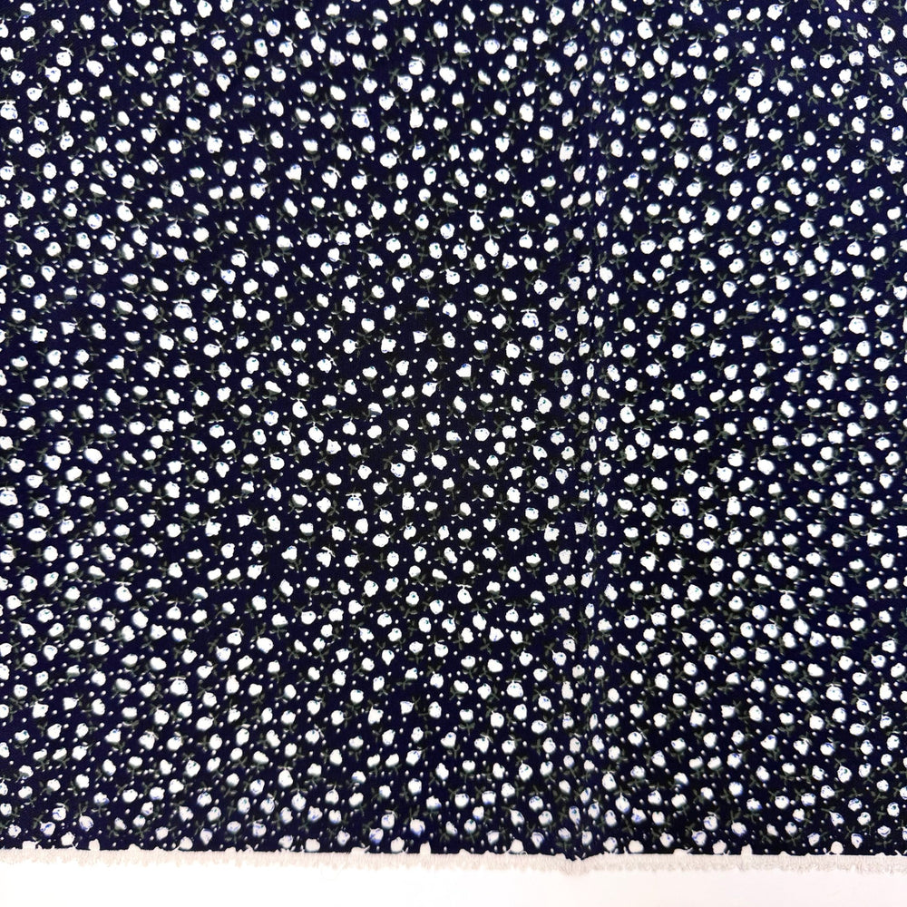 Lettuce Celebrate - Crepe Polyester Blend Woven - Navy/White Floral - 3.95M Bundle - True Deadstock fabric Fabric by private - Sustainable Textile | FABCYCLE