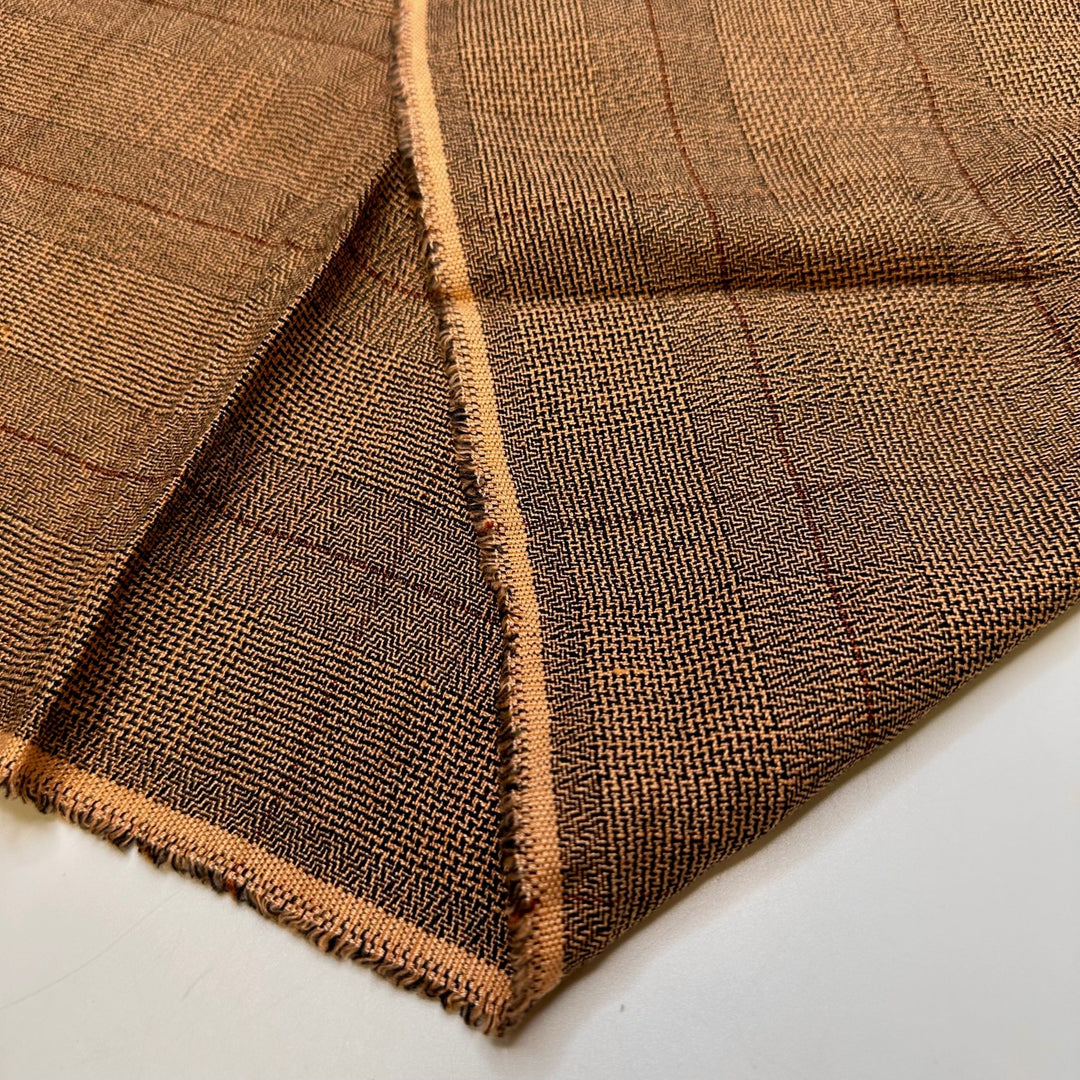 Librarian - Cotton Woven - Beige/Black Plaid - 2.1M Bundle - True Deadstock fabric Fabric by private - Sustainable Textile | FABCYCLE
