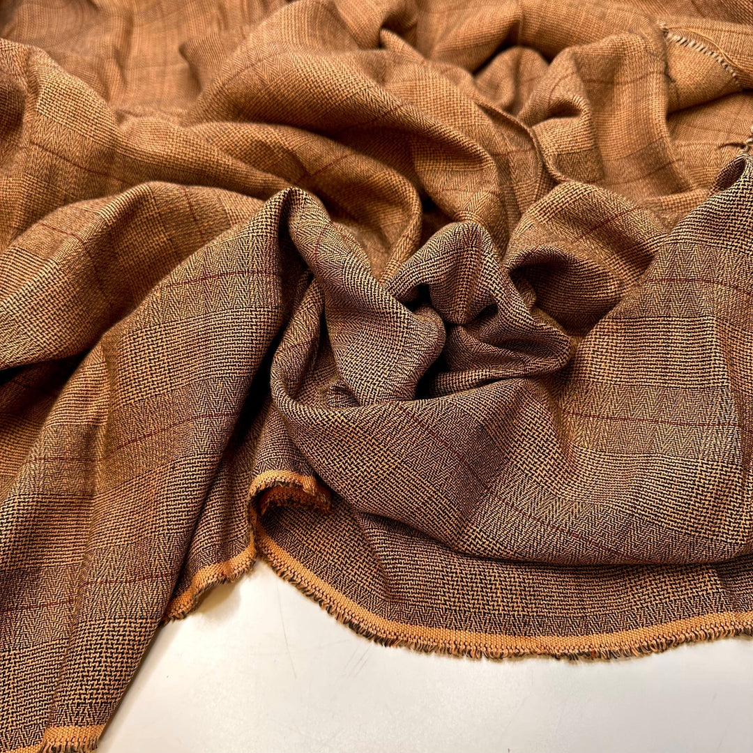 Librarian - Cotton Woven - Beige/Black Plaid - 2.1M Bundle - True Deadstock fabric Fabric by private - Sustainable Textile | FABCYCLE
